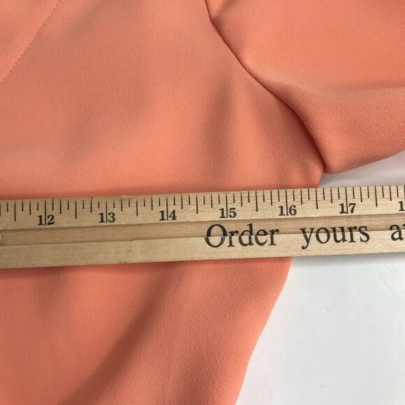 J. Crew Top Womens 0 Orange Drapey Crepe Faux Wrap V Neck H2847 Balloon Sleeve - Picture 9 of 12